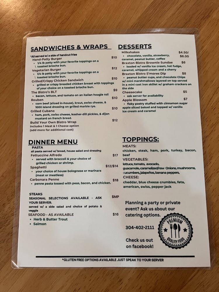 BrAXton Bistro Menu image 1